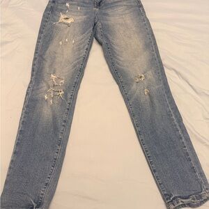 Fashion Nova Light Blue Distressed Skinny Jeans